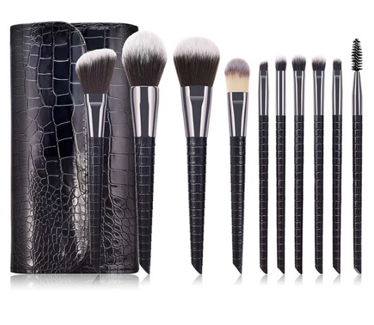 Victoria - 10 Piece Makeup Brush Set (Black)