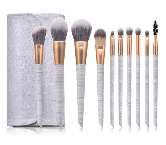 Victoria - 10 Piece Makeup Brush Set (white)