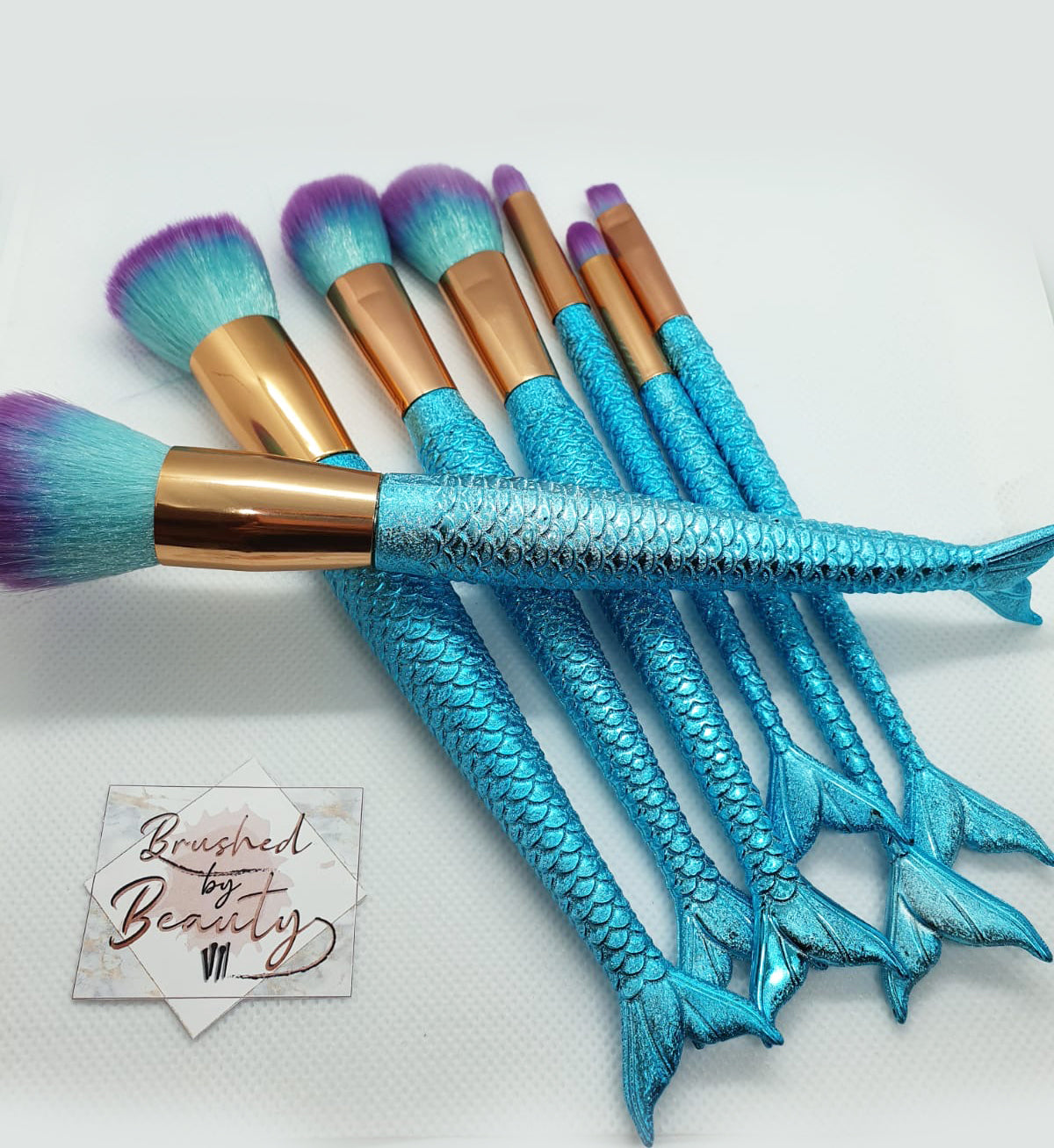 Aqua Mermaid 7 Piece Makeup Brush Set